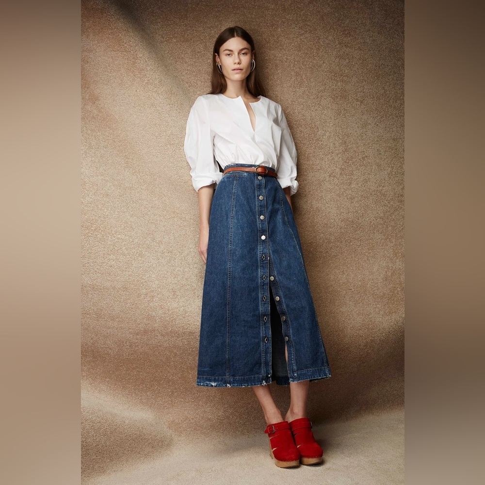Rachel Comey Gore Denim Midi Skirt